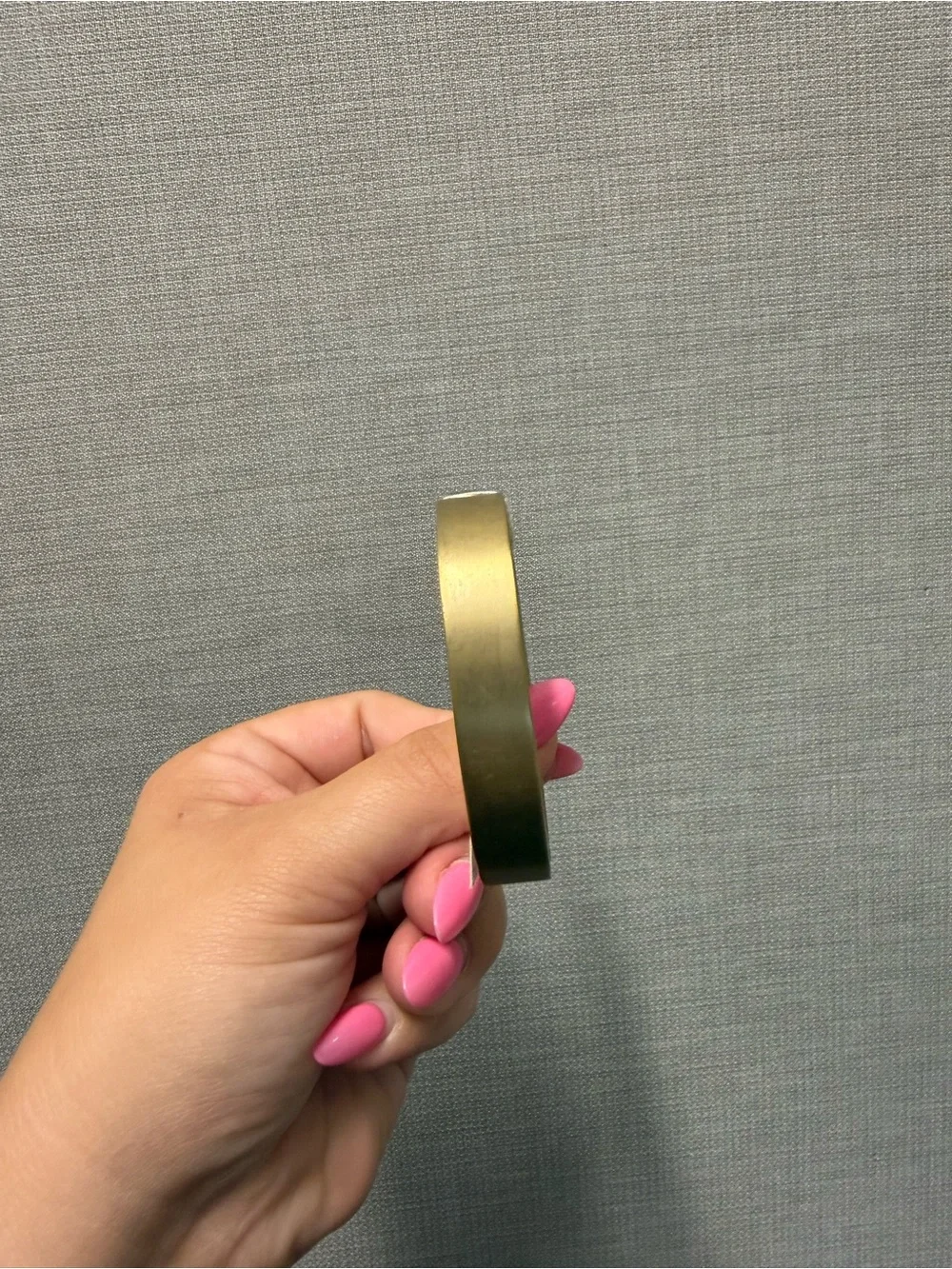 Gold-Tone Round Cuff Bracelet with Pink Accent
